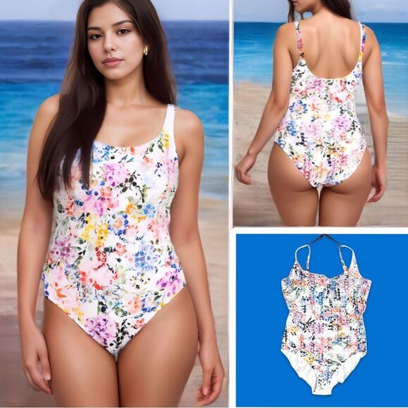 NWT Johnny Was Neon Jungle Eyelet One Piece Swimsuit - Picture 13 of 15